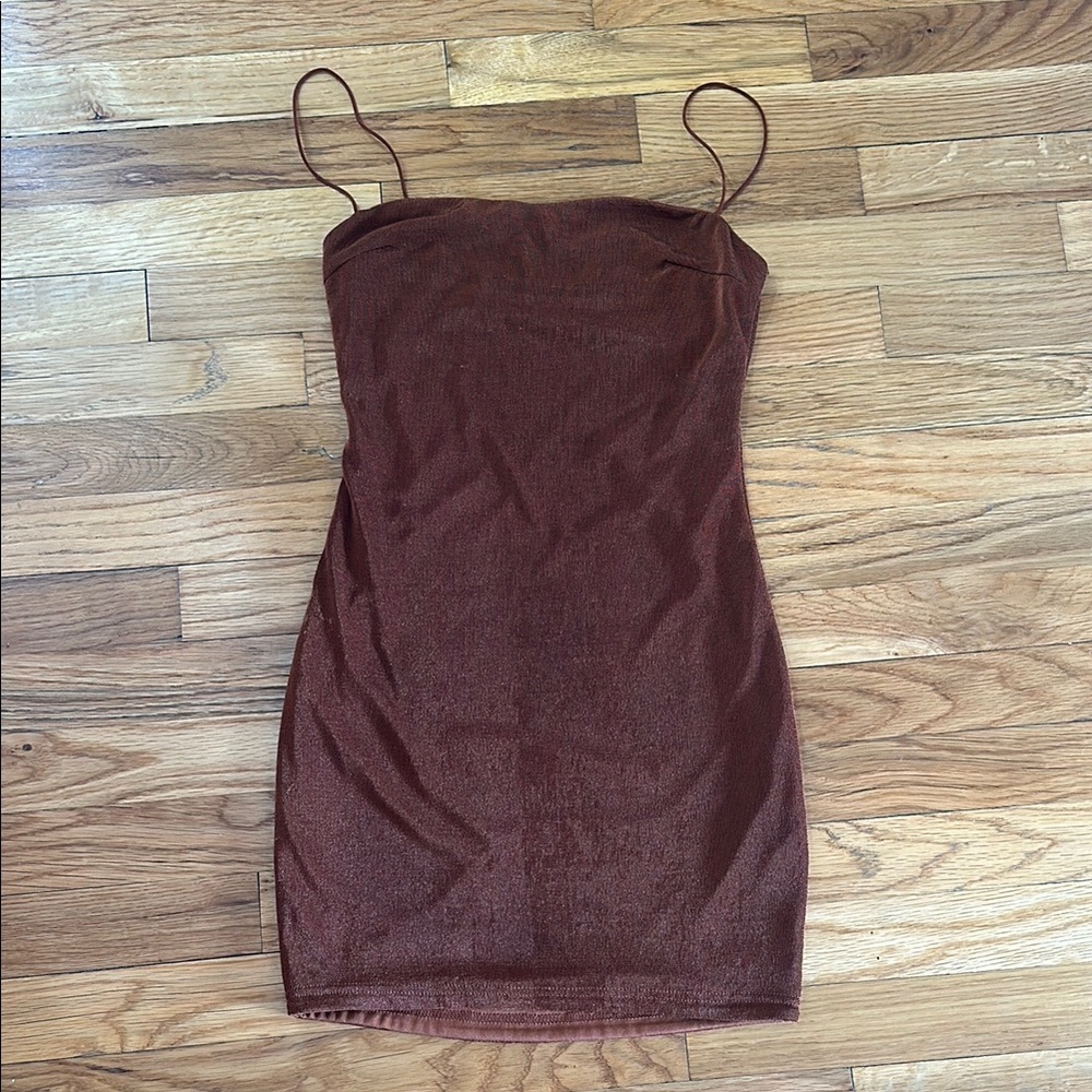 Brown Spaghetti Strap Dress - Size Small